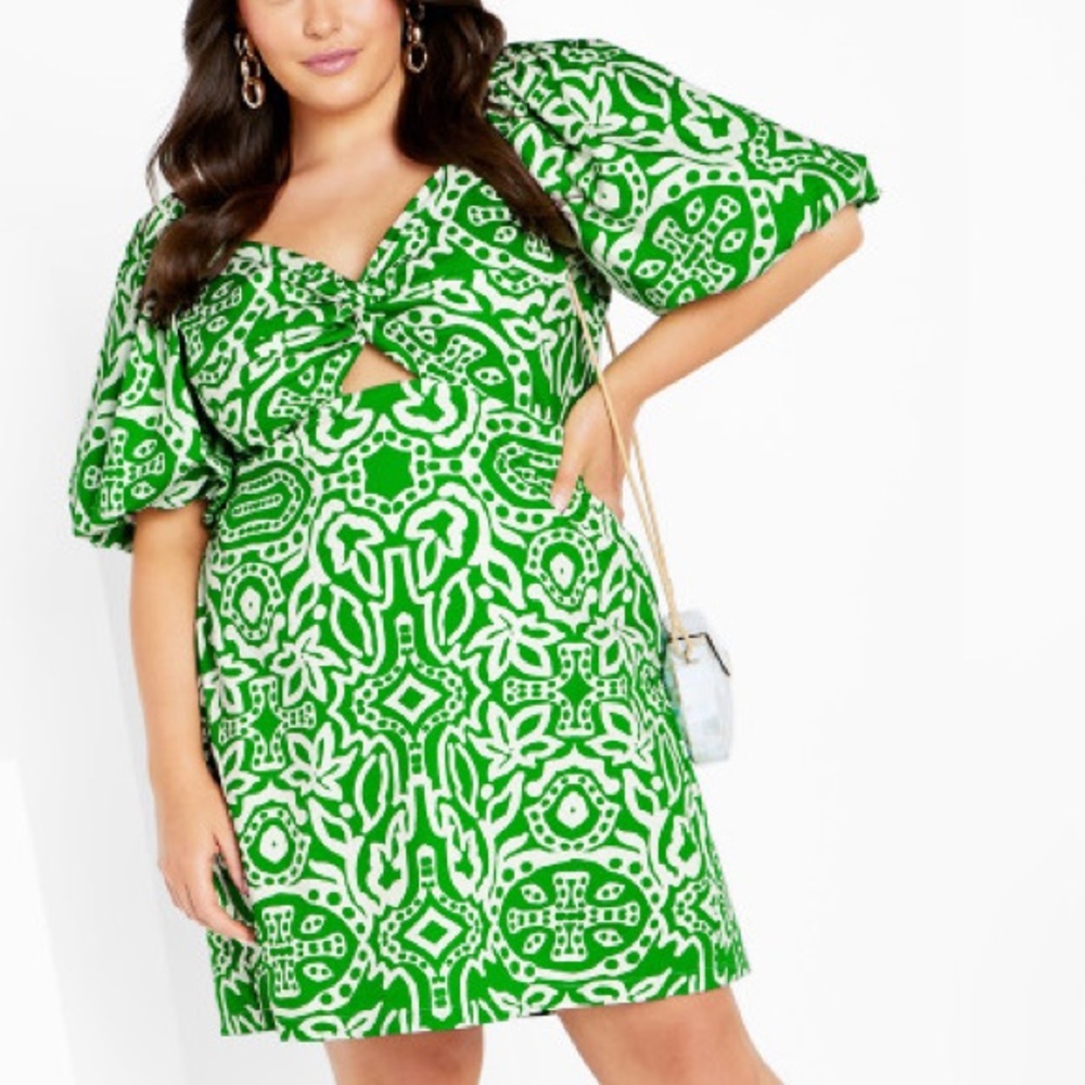 PLUS City Chic NWT Kelly Green Amari Twist Front Mini Dress Size 18